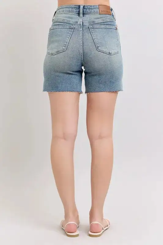 High Waist Vintage Wash Side Slit Denim Pants
