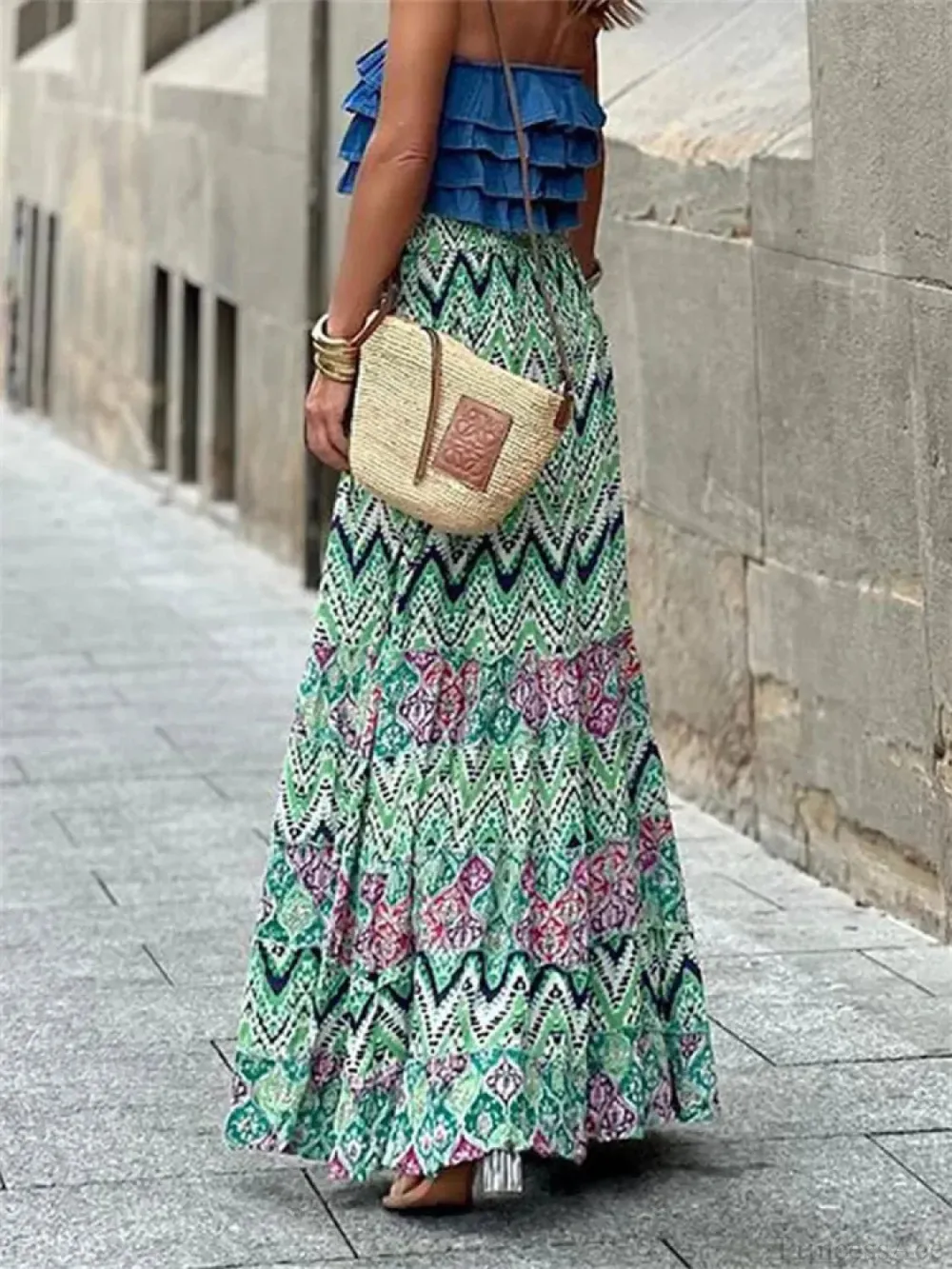 Layered Floral Printed Ruffle Skirt