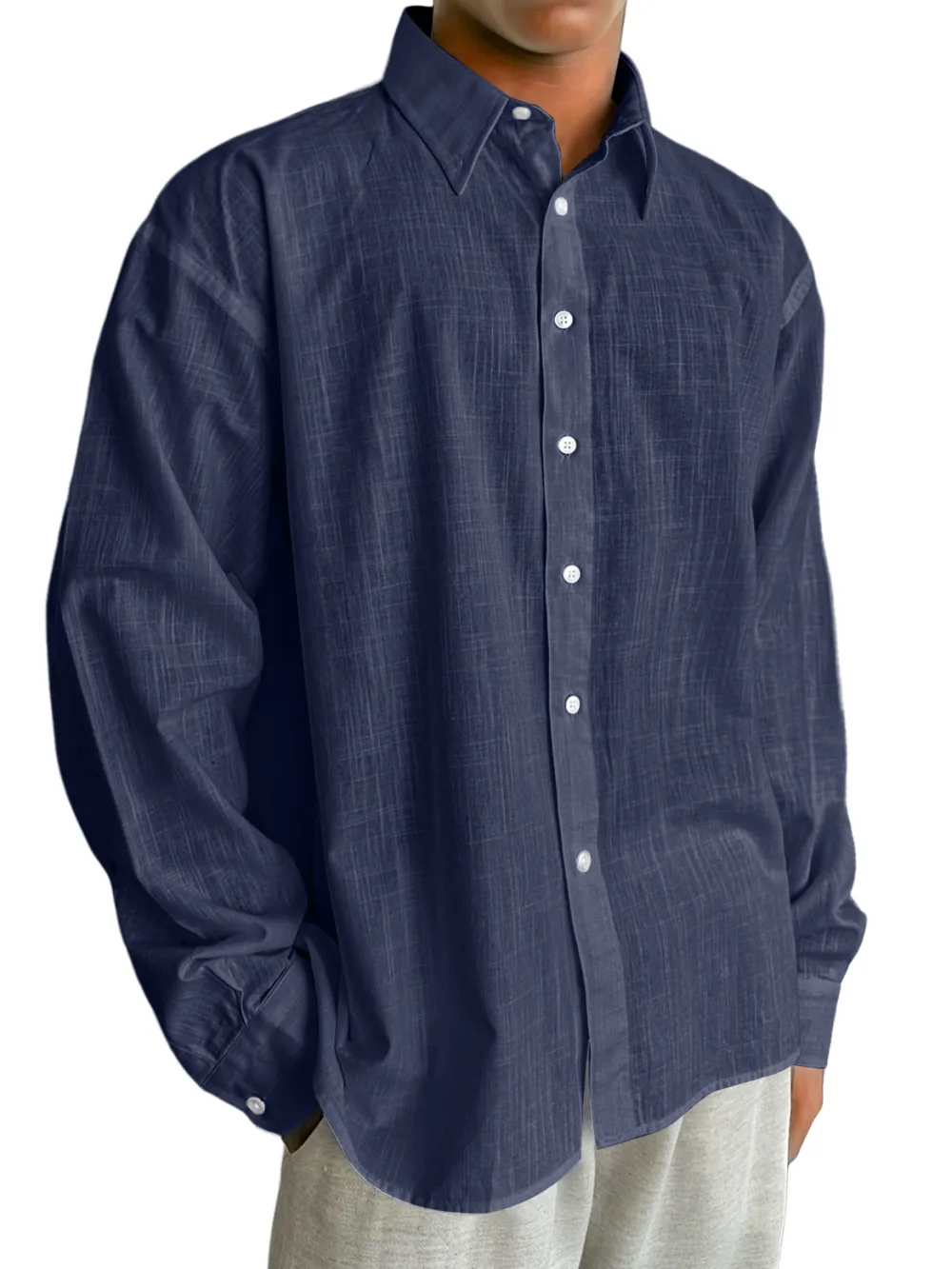 Relaxed Cotton Linen Long Sleeve Shirt