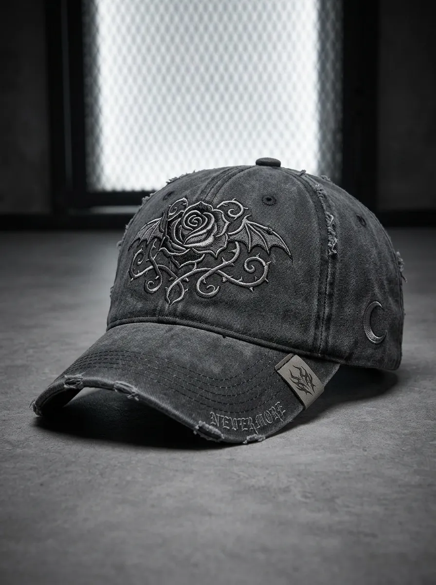 Arcane Bat Rose Wing Alternative Look Unisex Gothic Baseball Cap
