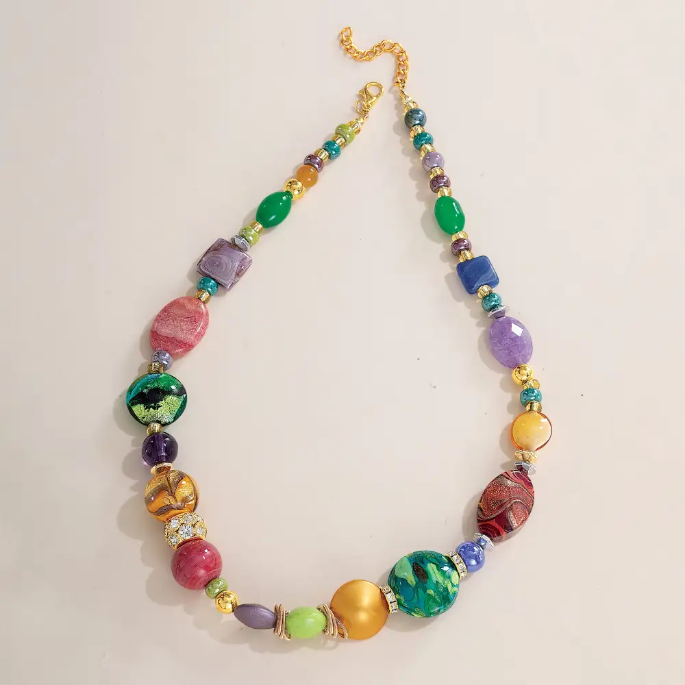 Amethyst Rainbow Beaded Necklace
