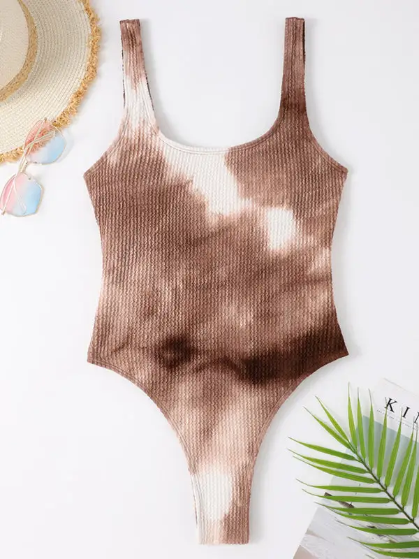 Candy Fluorescent Pleated Fabric One Piece Swimsuit