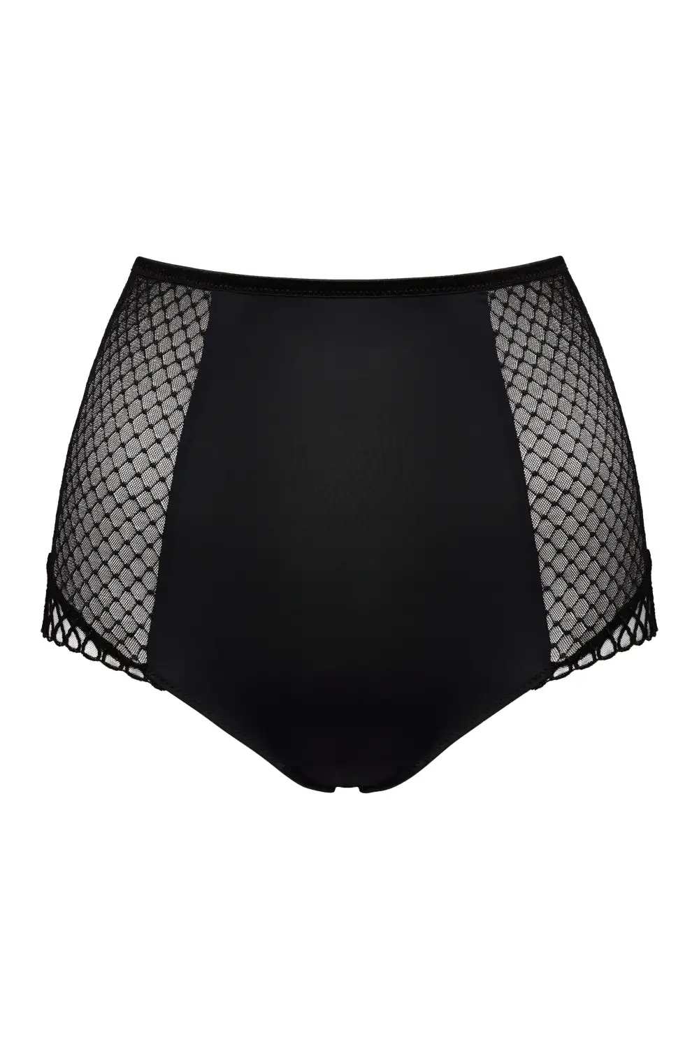 Women's Elastic Waistband Cotton Gusset Lace Embroidery Mesh Sheer Detail Cotton Soft Fabric Stretch Fit Supportive Fit High Waist Panty