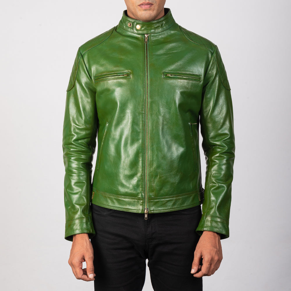 Men's Structured Biker Leather Jacket