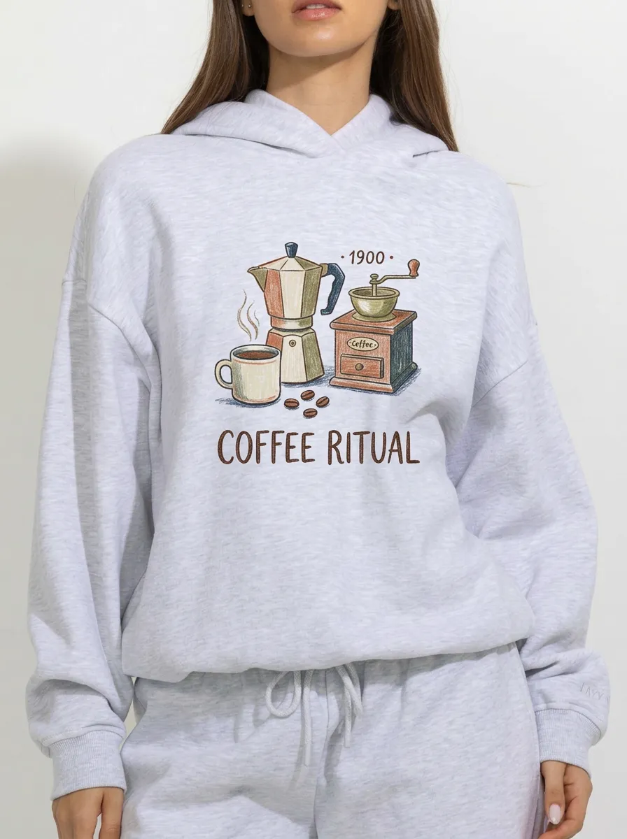 Women's Coffee Moka Pot Grinder Graphic Hoodie