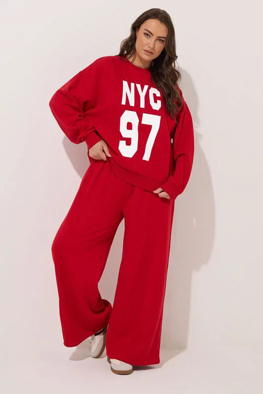Red 'NYC 97' Slogan Sweatshirt detail 2