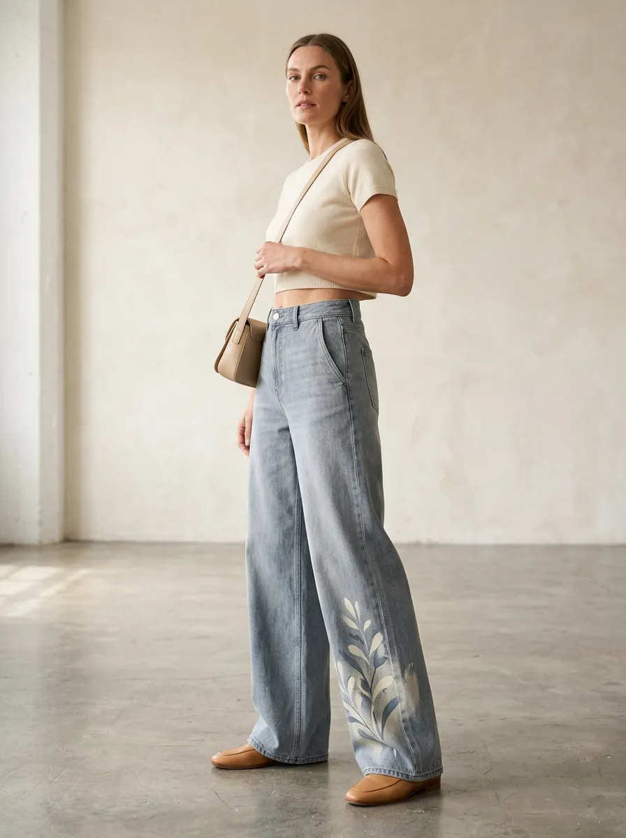 Women's Wide Leg Casual Denim Jeans