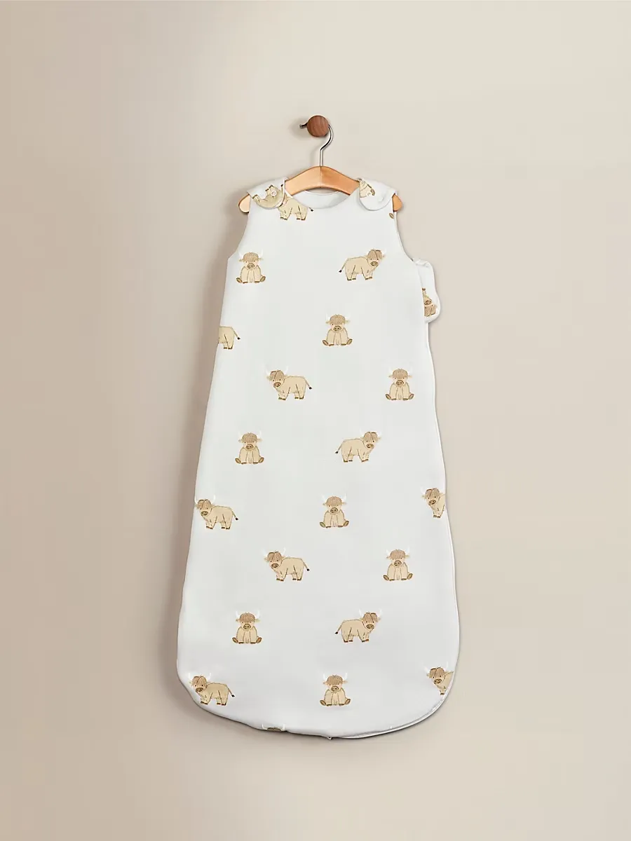 White Highland Cow Jersey Cotton Sleeping Bag - 2.5 Tog