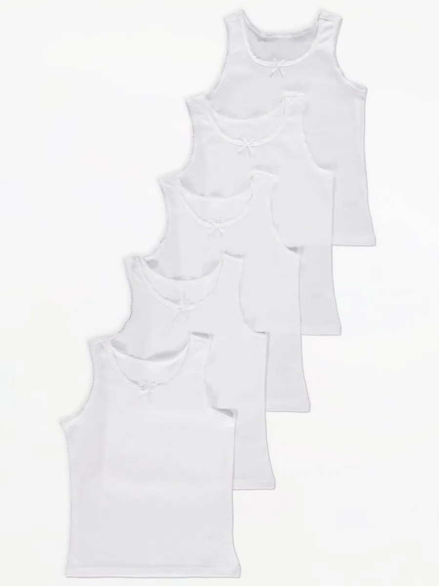 White Bow Front Vests 5 Pack