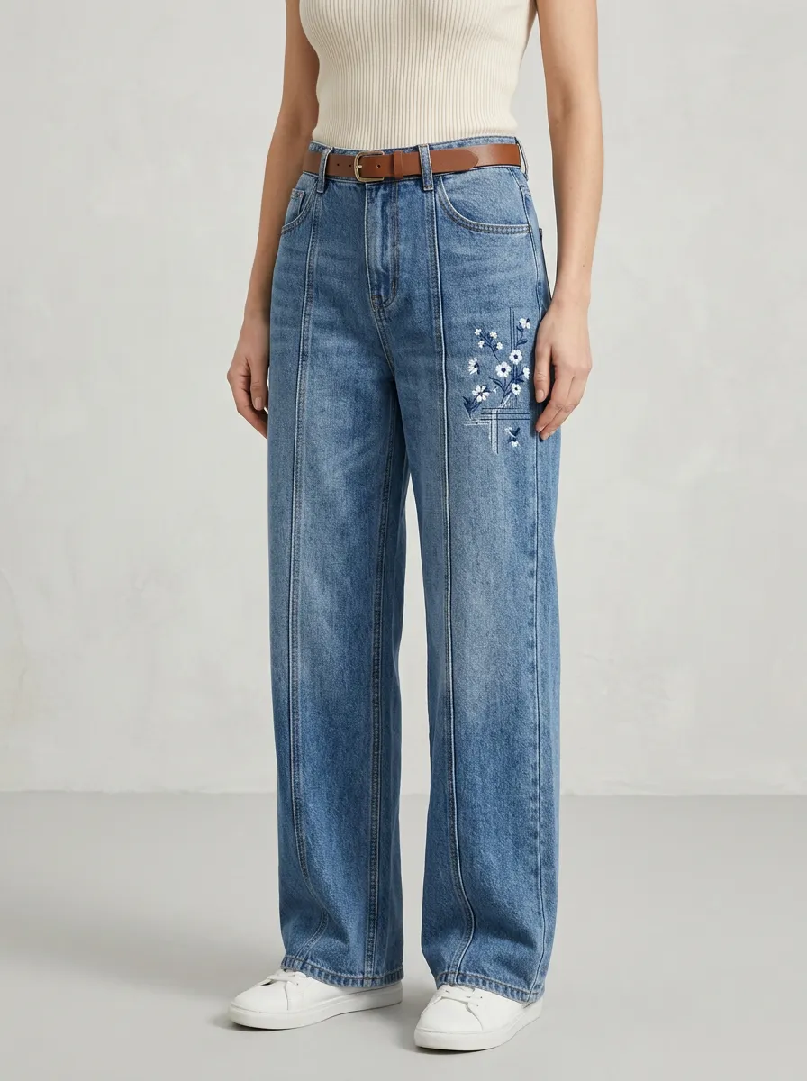 Women's Wide Leg Casual Denim Jeans