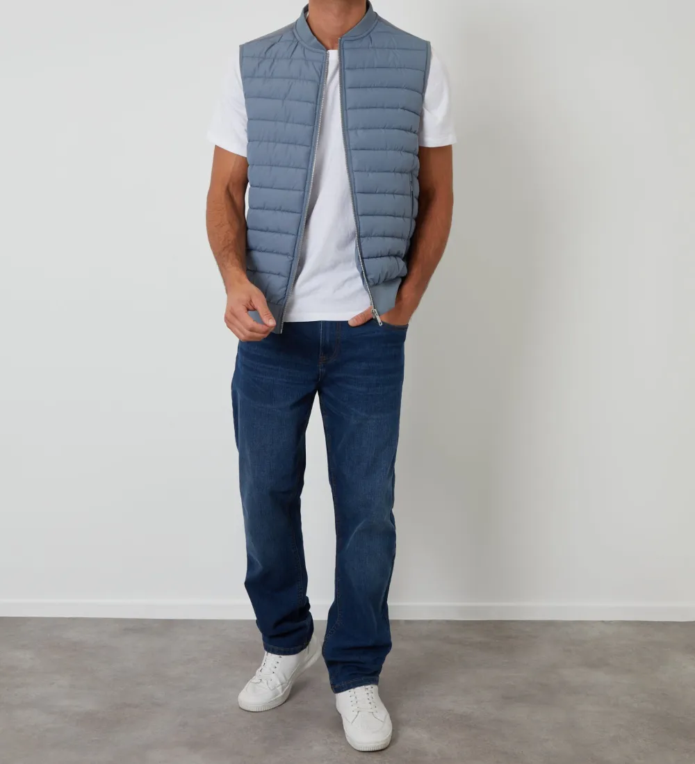 Men's Denim Blue Quilted Hybrid Vest