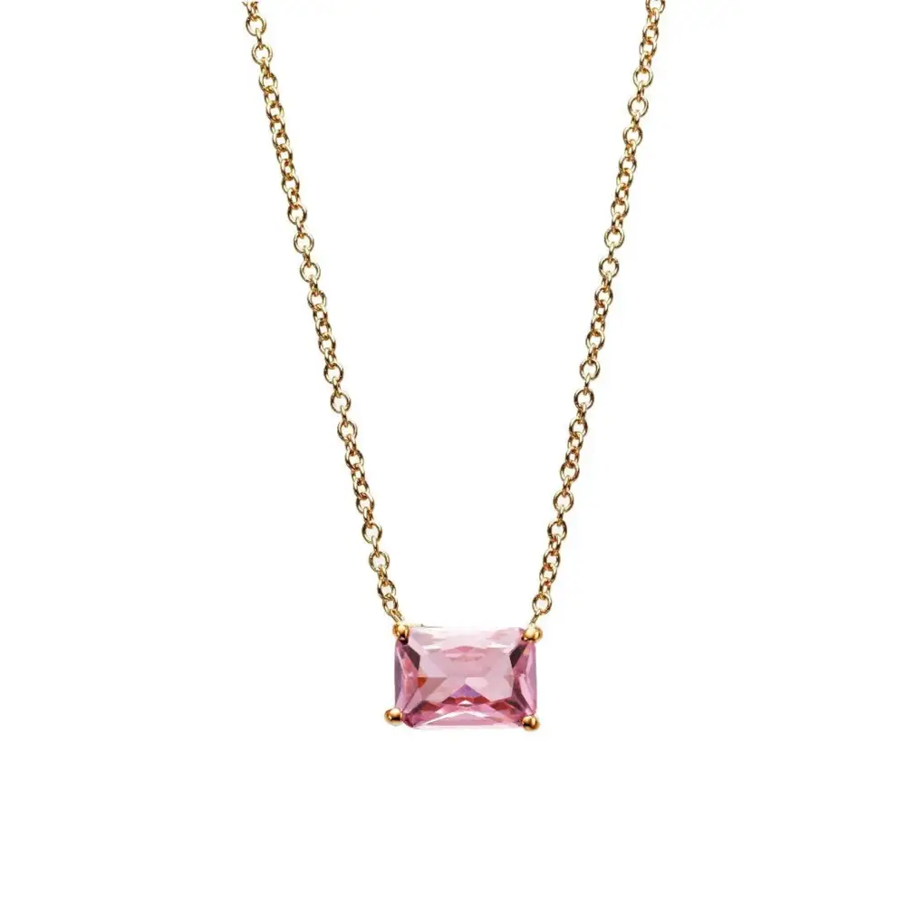 Emerald Cut Sapphire Solitaire Necklace