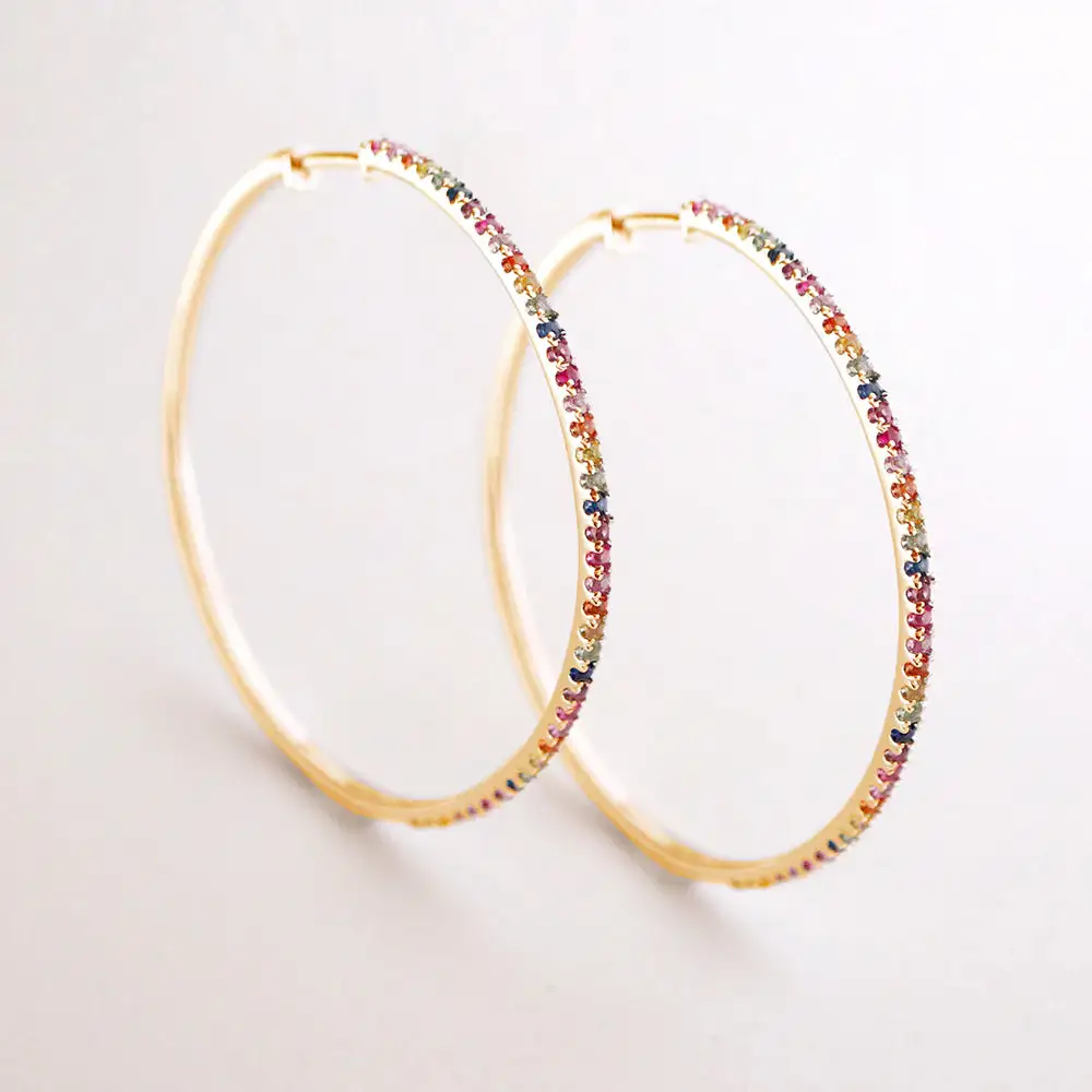 Classic Sapphire Rainbow Hoop Earring