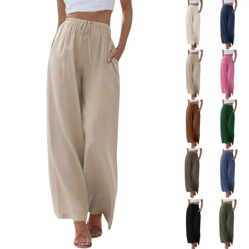 Women's Cotton Linen Summer Palazzo Pants