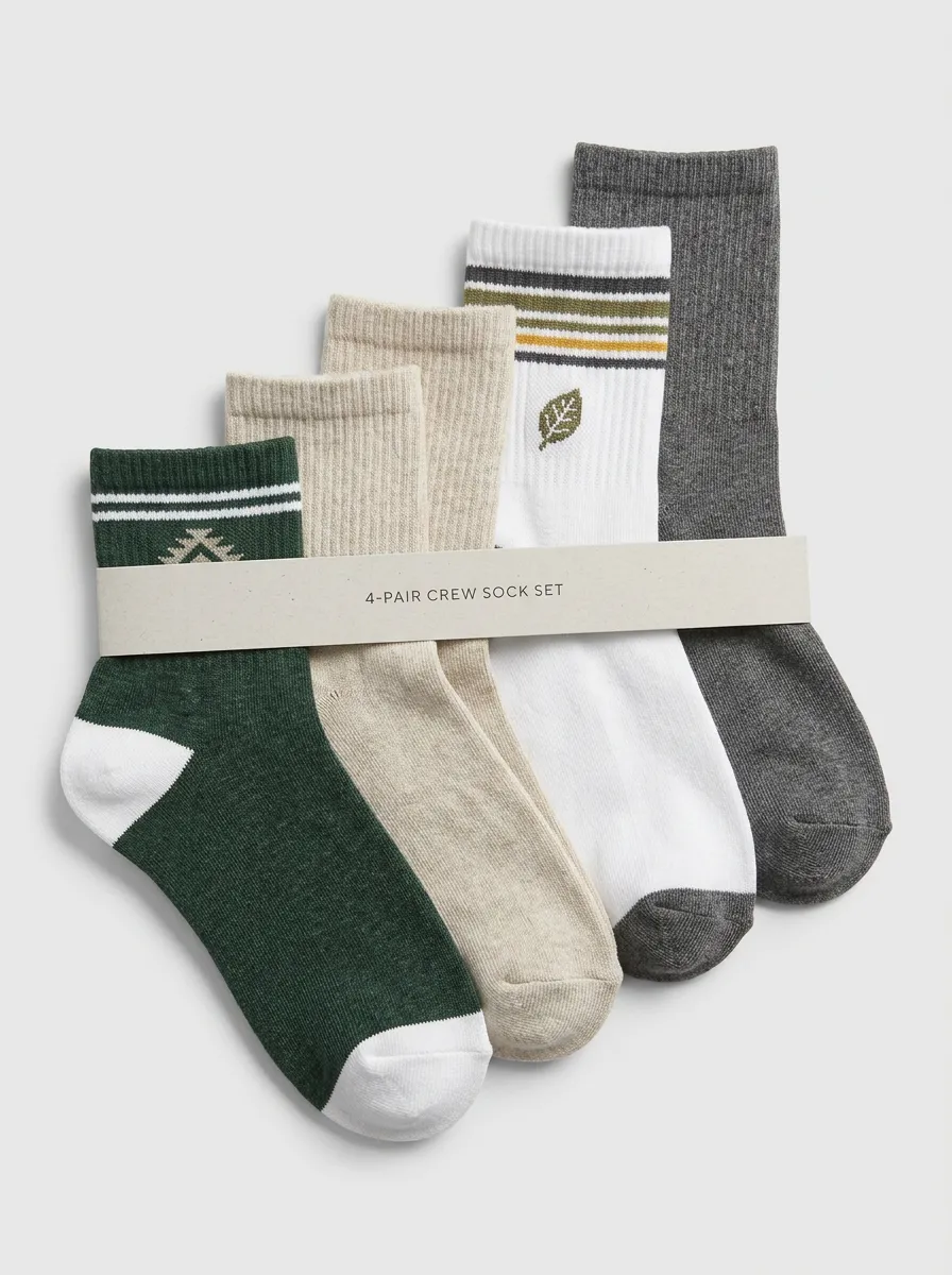 Geometric Nature Men's Four-Pair Long Socks