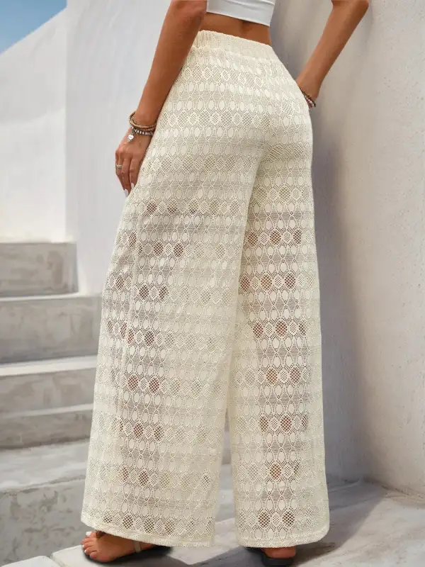 Wide Leg Button Detail Pocketed Casual Pants