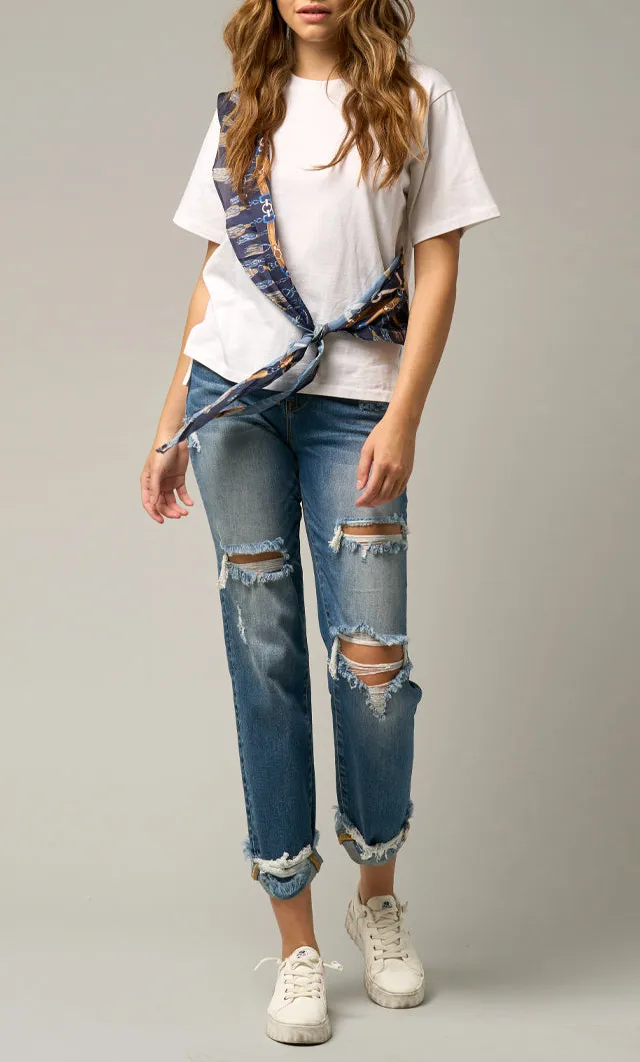 Mid Rise Boyfriend Jeans