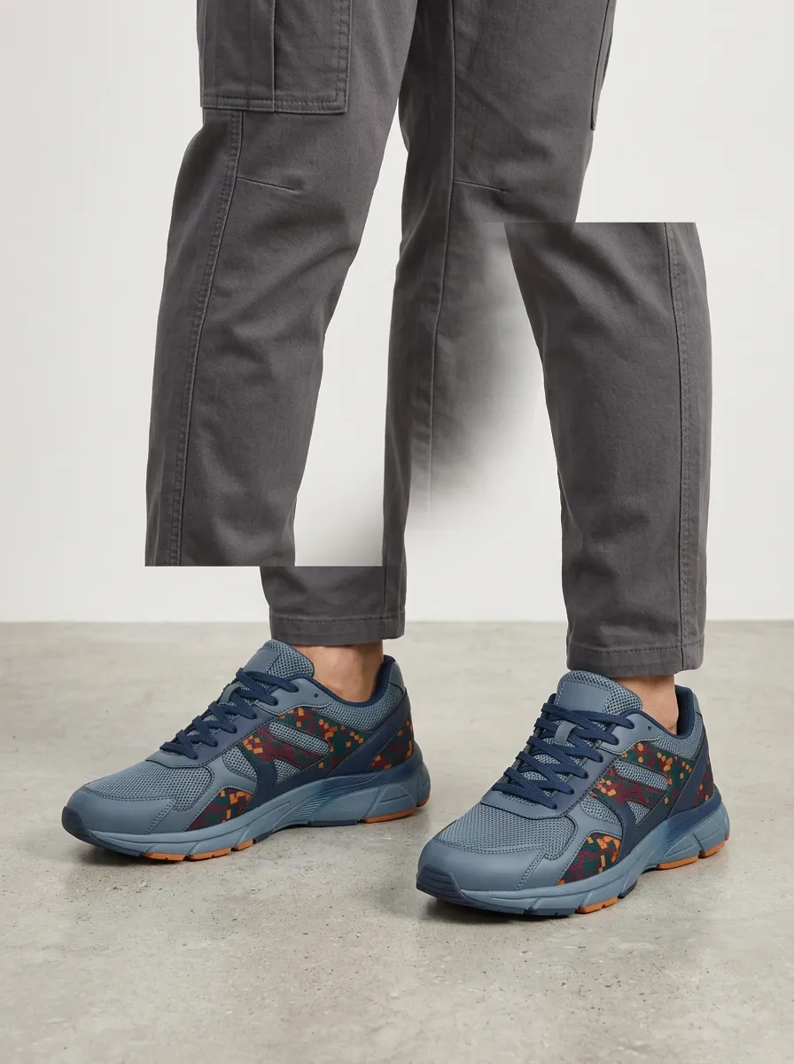 Men's Pixel Camo Pattern Printed Sneakers