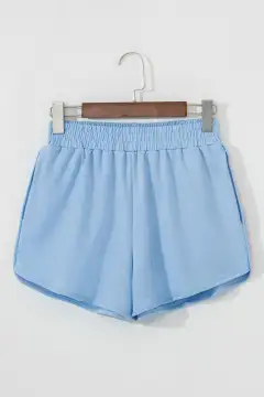 Color Block Stripes Elastic High Waist Active Shorts