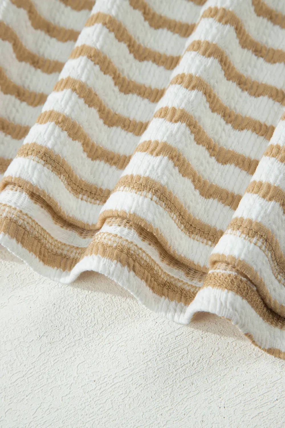 Apricot Stripe Plus Size Textured Top
