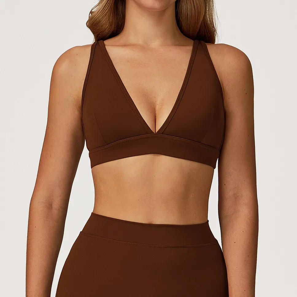 Deep V-Neck Sports Bra
