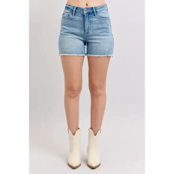 Full Size High Waist Western Embroidery Detail Cut Off