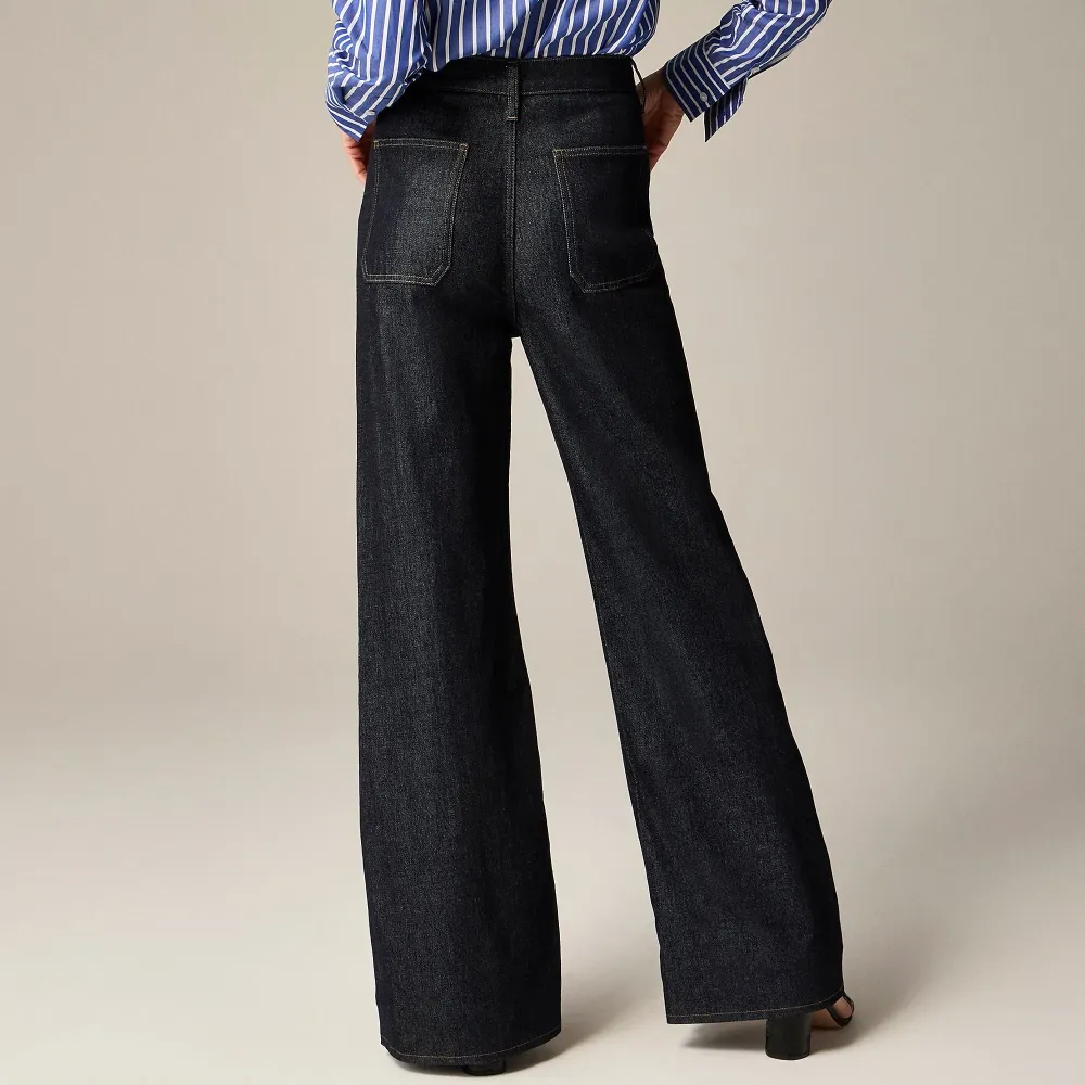 Wide-Leg Pocket Denim Trousers