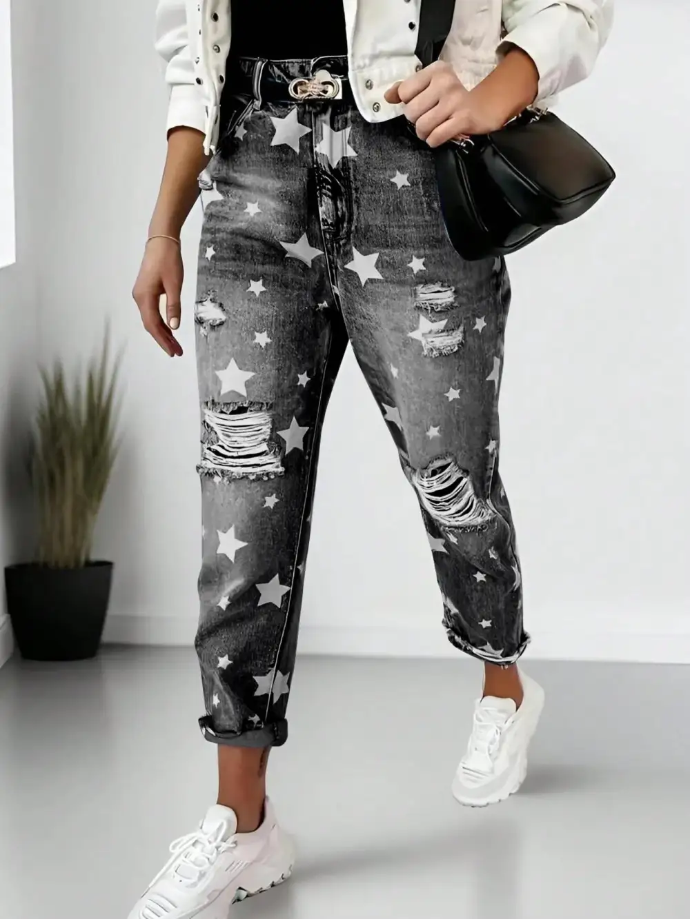 Modern High Waist Distressed Denim Jeans