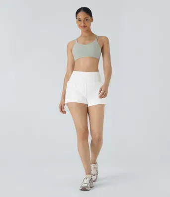 2026🔥 UK Super High Waisted Back Pocket & Side Hidden Pocket 2-in-1 Yoga Shorts