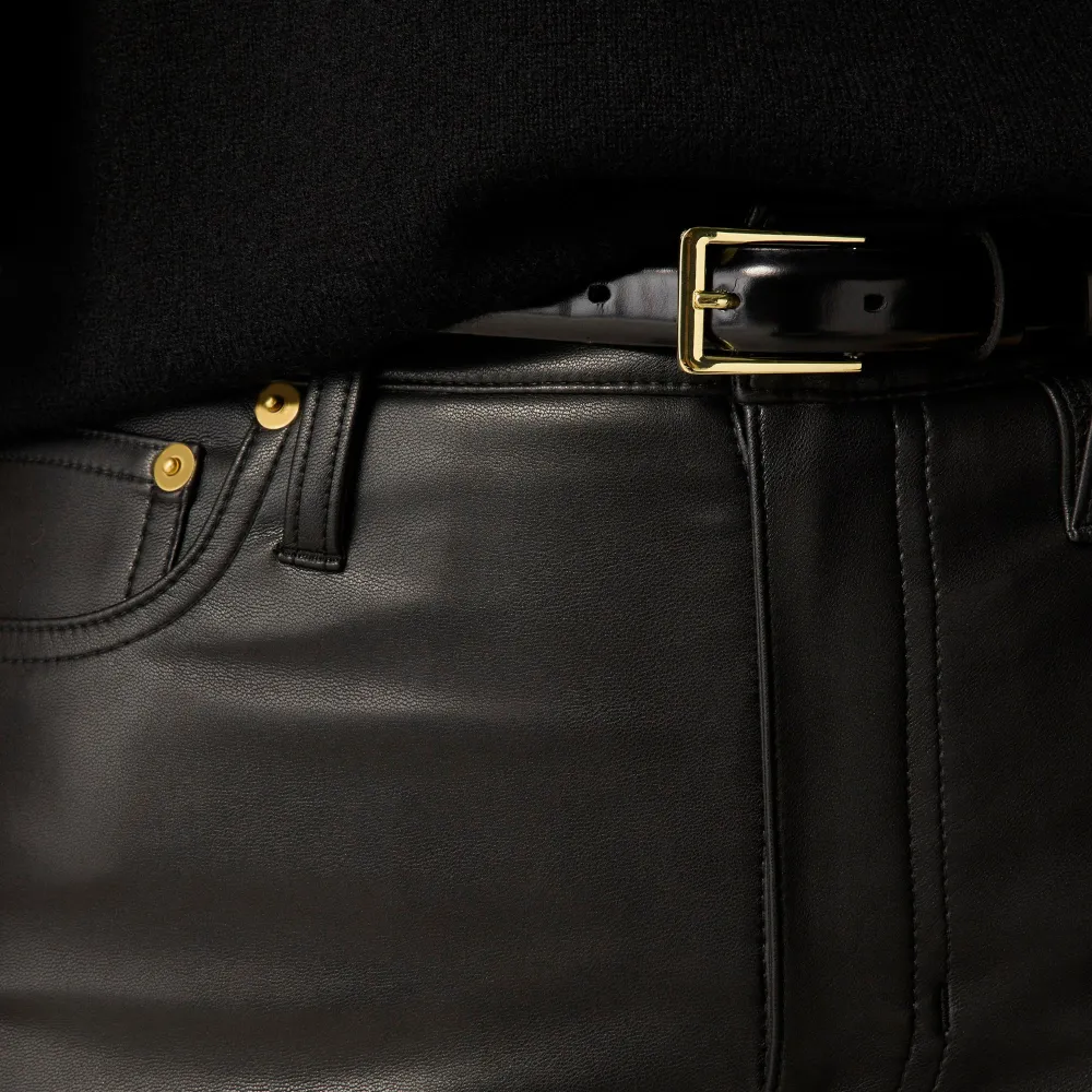 High-Rise Bootcut Pants in Faux Leather