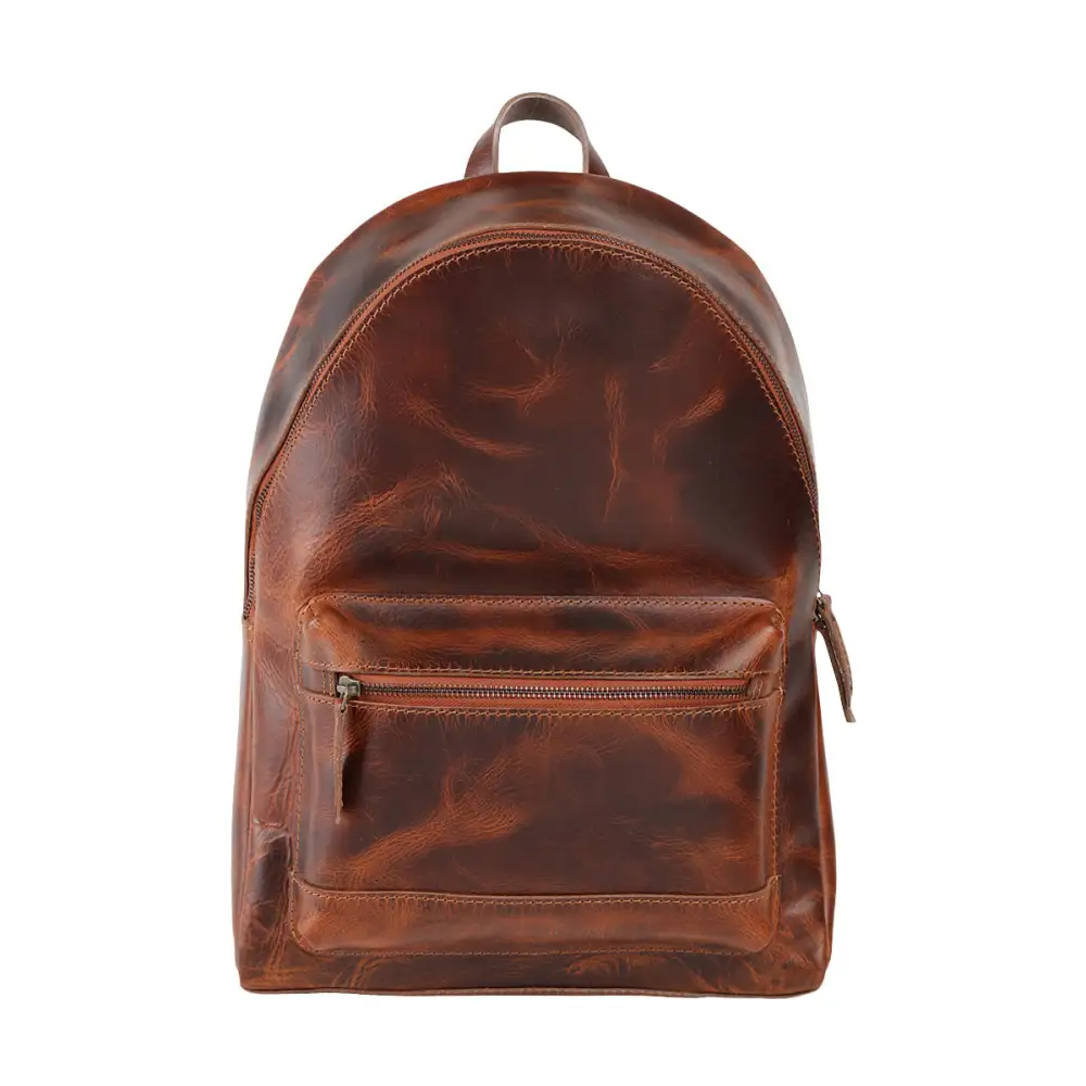 Unlined Organized Leather Backpack