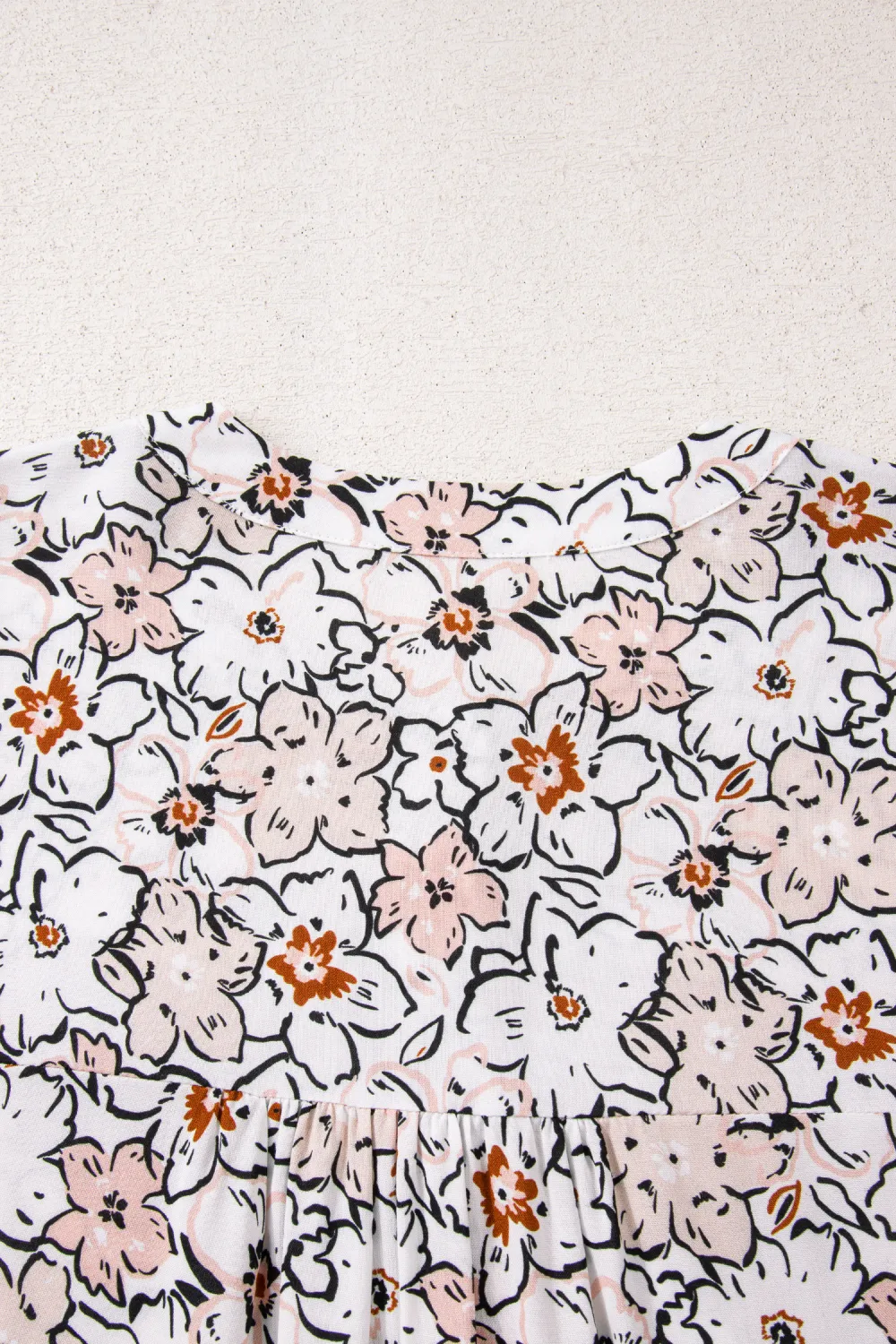 Khaki Bold Floral Print Frilled Shirt