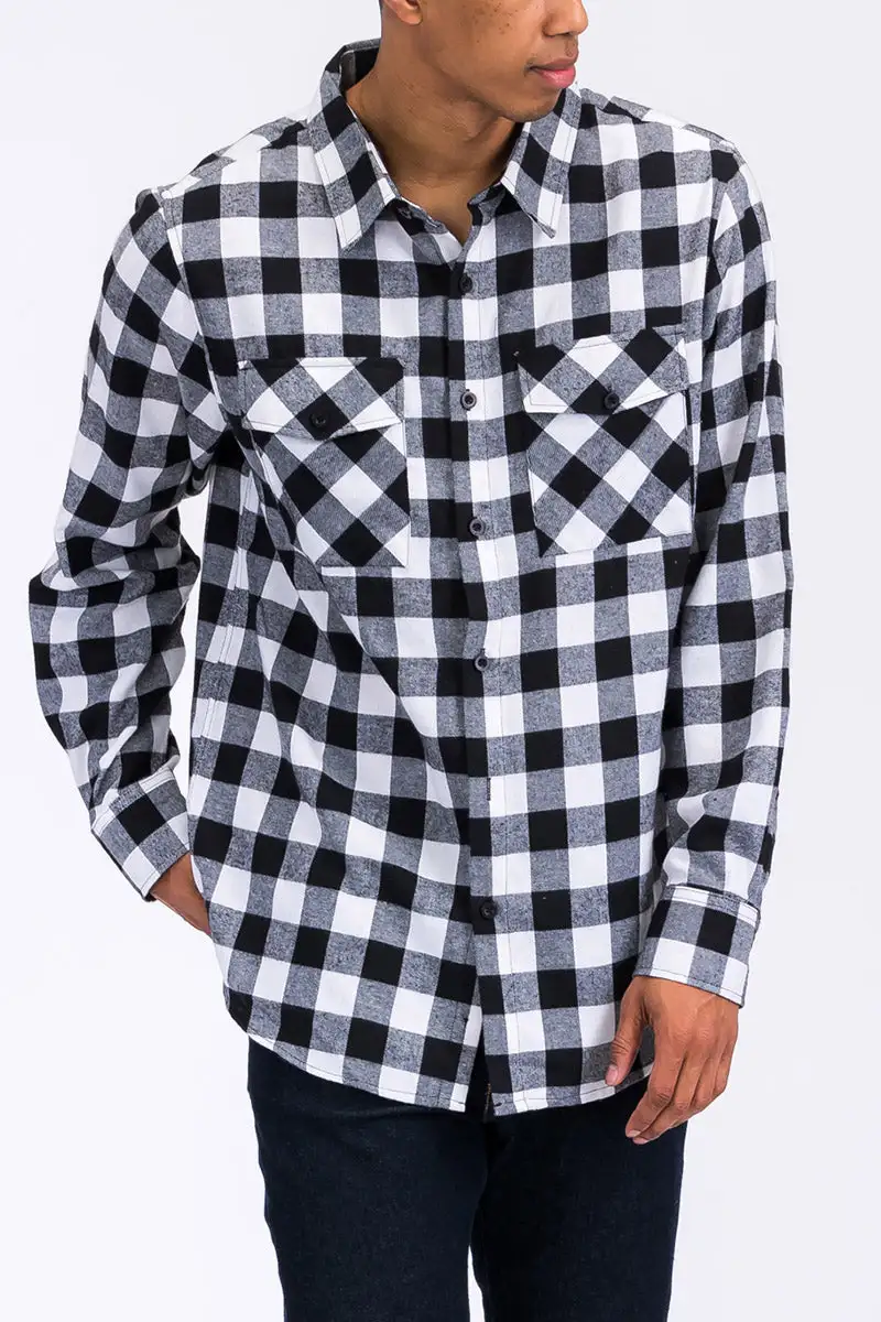 Black Khaki Brushed Flannel Shirt