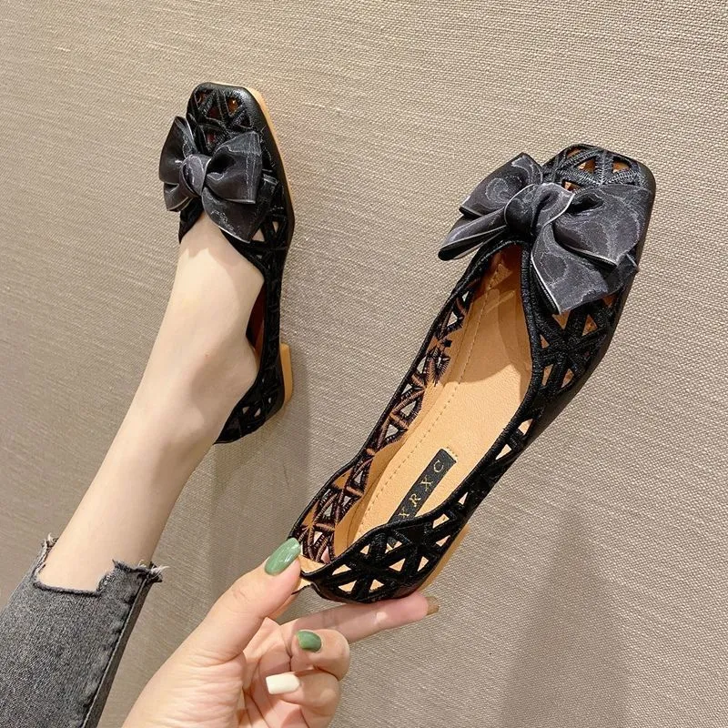 Hollow Detail Flat Sandals