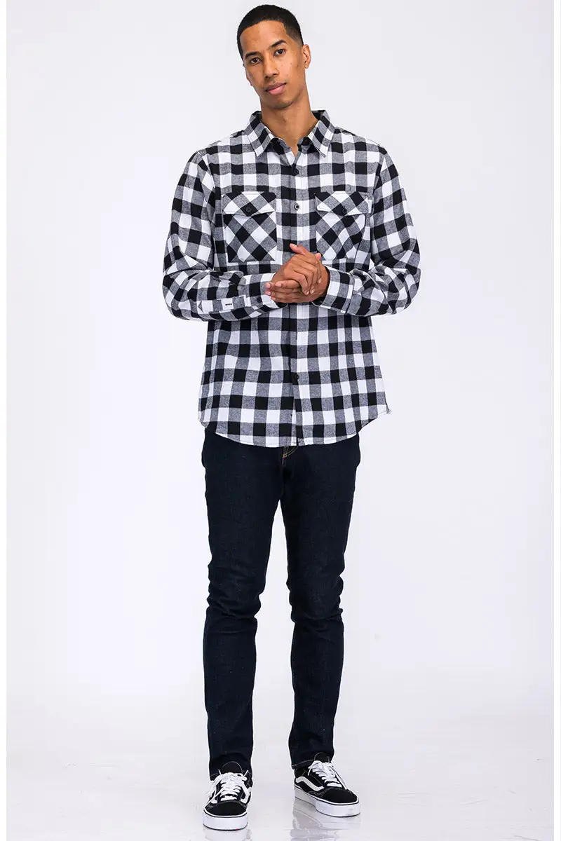Black Khaki Brushed Flannel Shirt