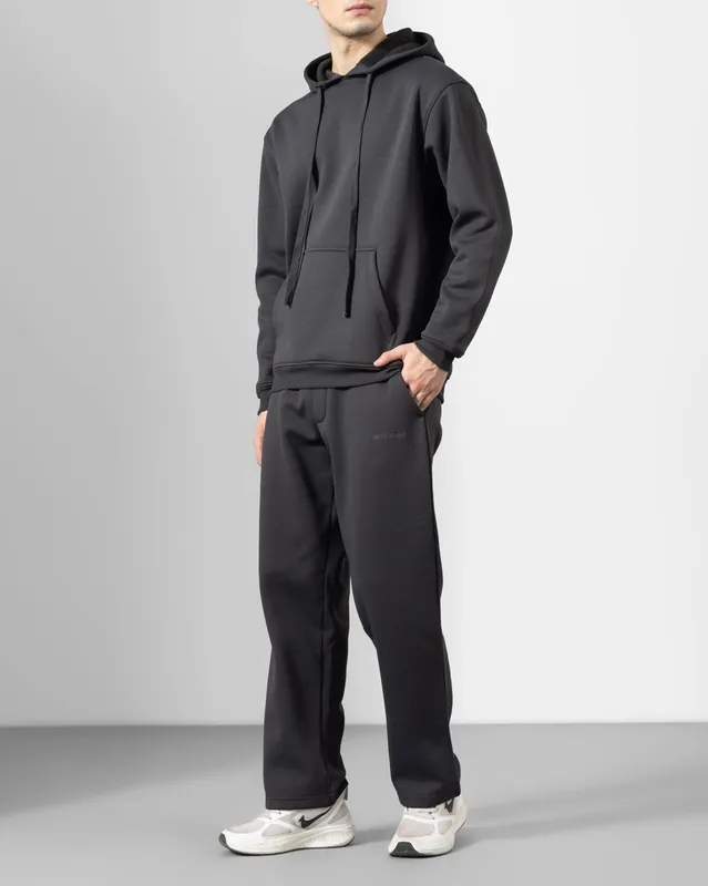 Dark Grey Hooded Tracksuit Set