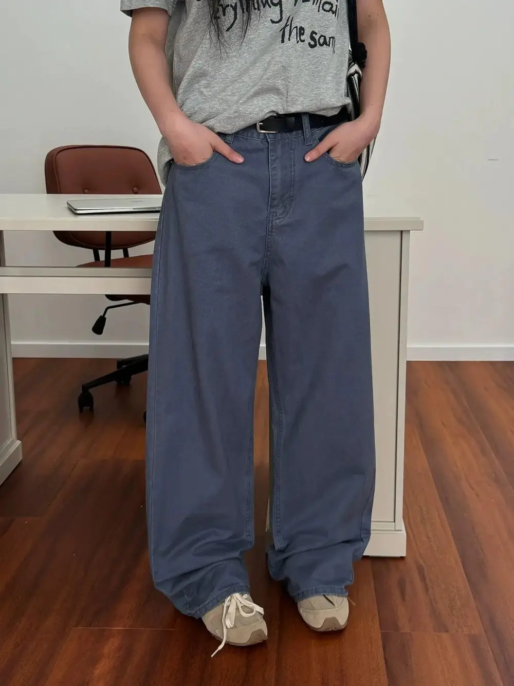 Washed Solid Straight Leg Jeans