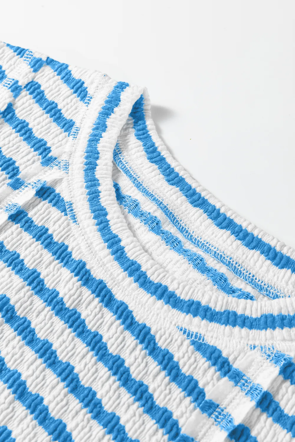 Blue Stripe Textured Short Sleeve Tee