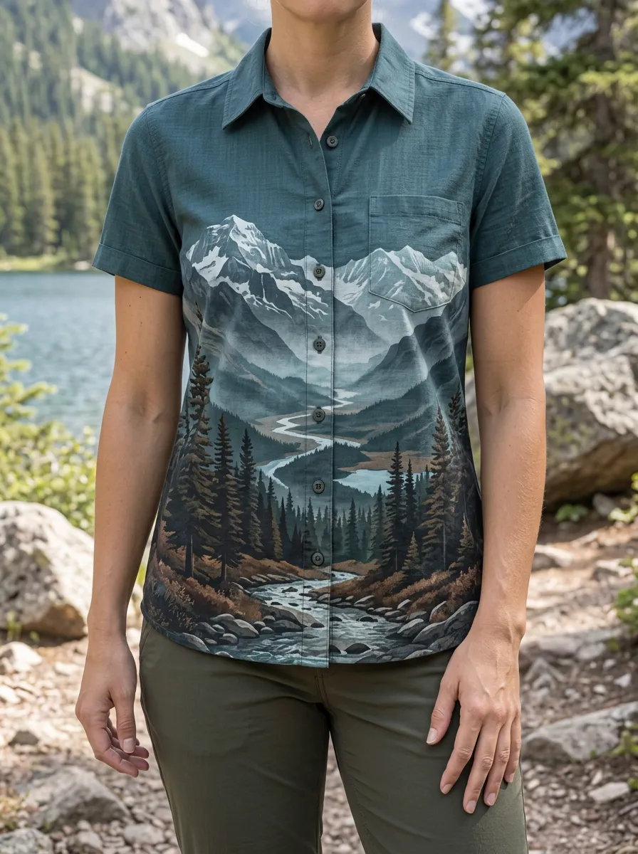 Women's Scenic Nature Lover Mountain River Forest Shirt