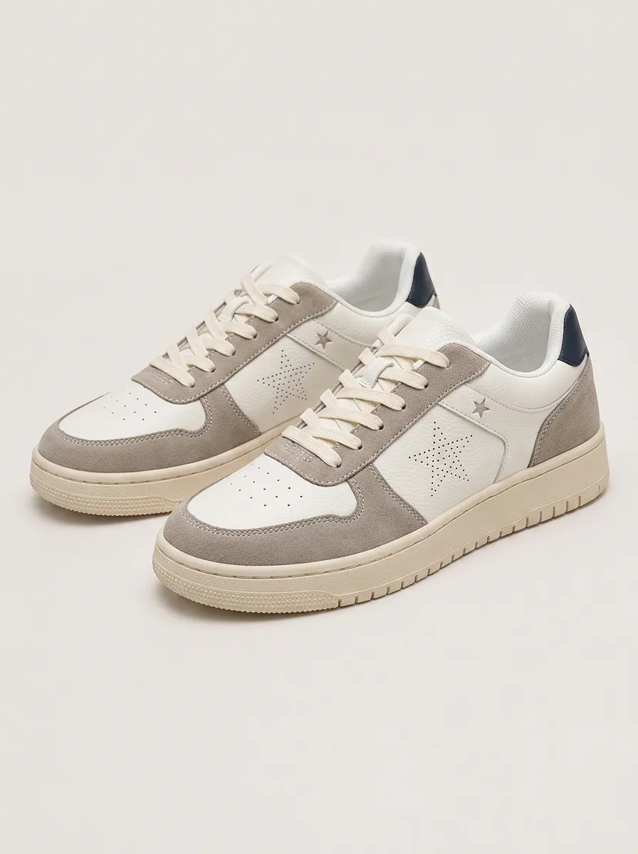 Men's Casual Star Perforated Pattern Patterned Skate Shoes