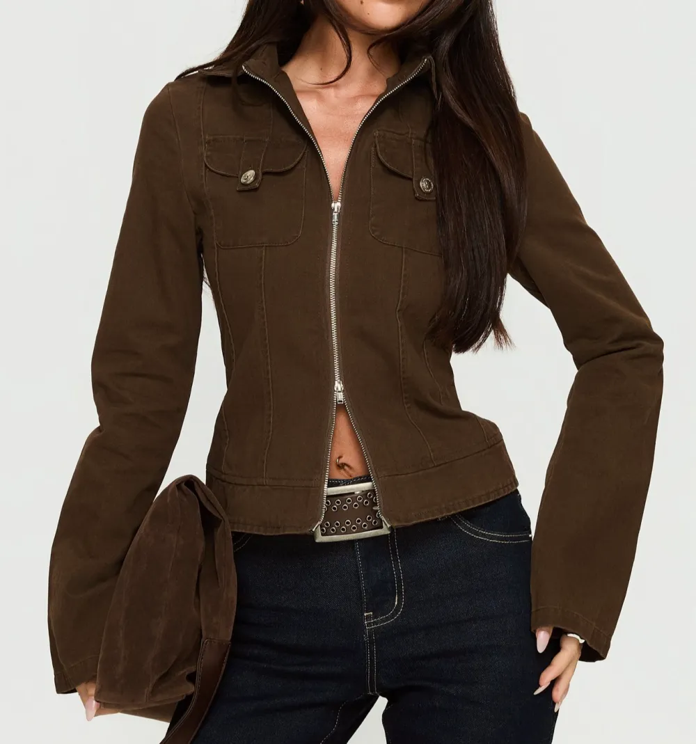 Women’s Denim Collared Zip Jacket