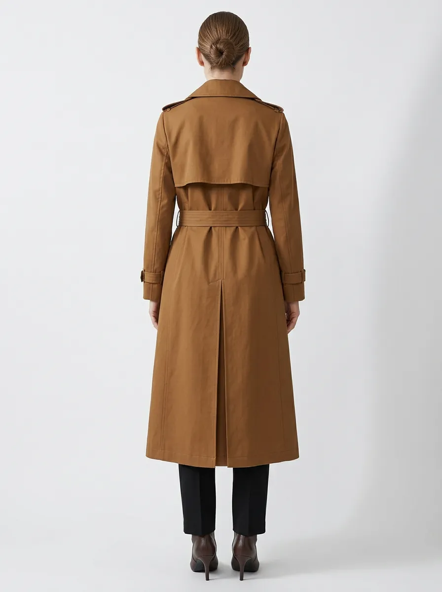 Women's Modern Belted Classic Long Trench Coat