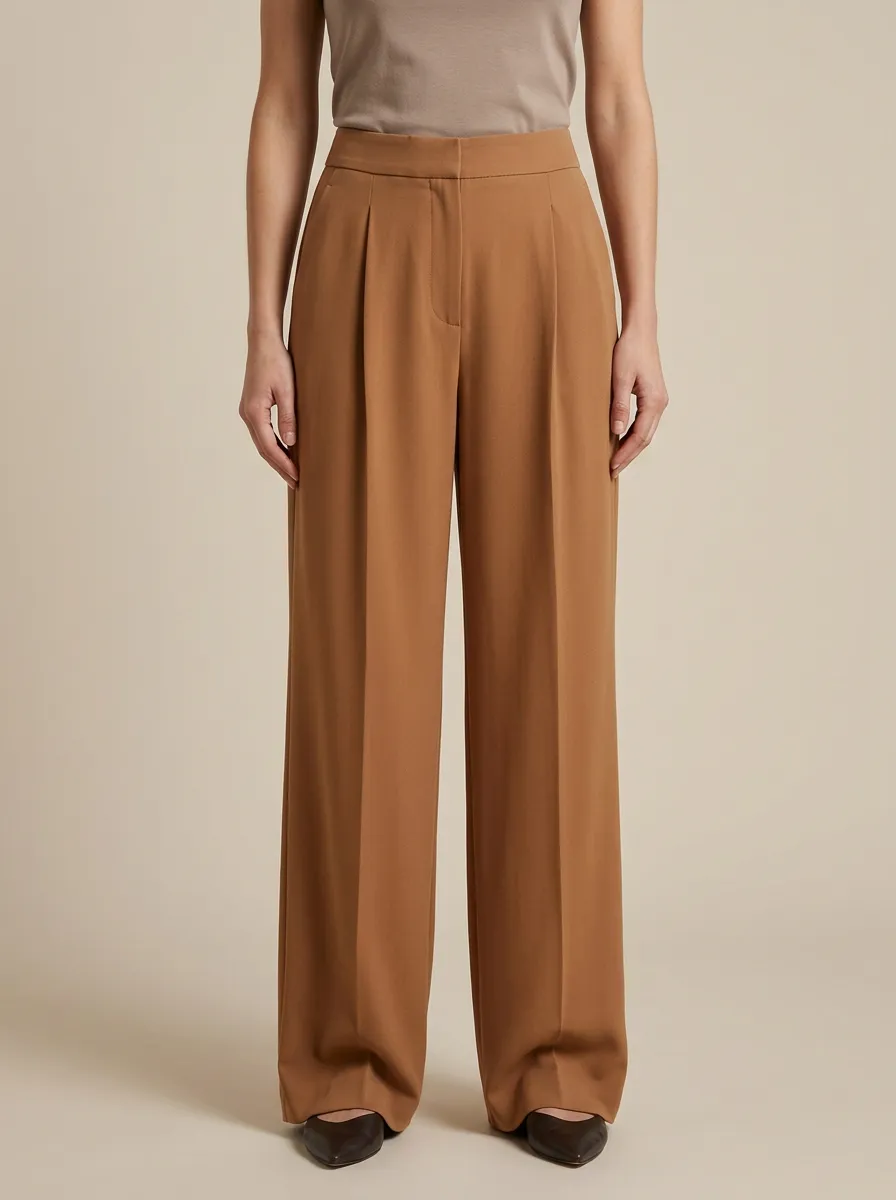 Contemporary Pleated High Rise Wide Leg Pants