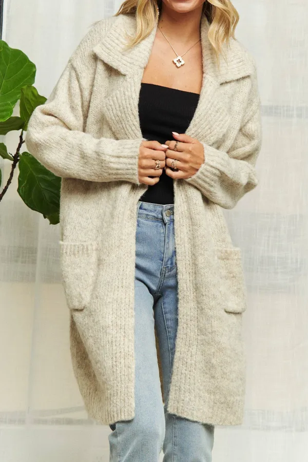 Long Sleeve Sweater Pocket Cardigan