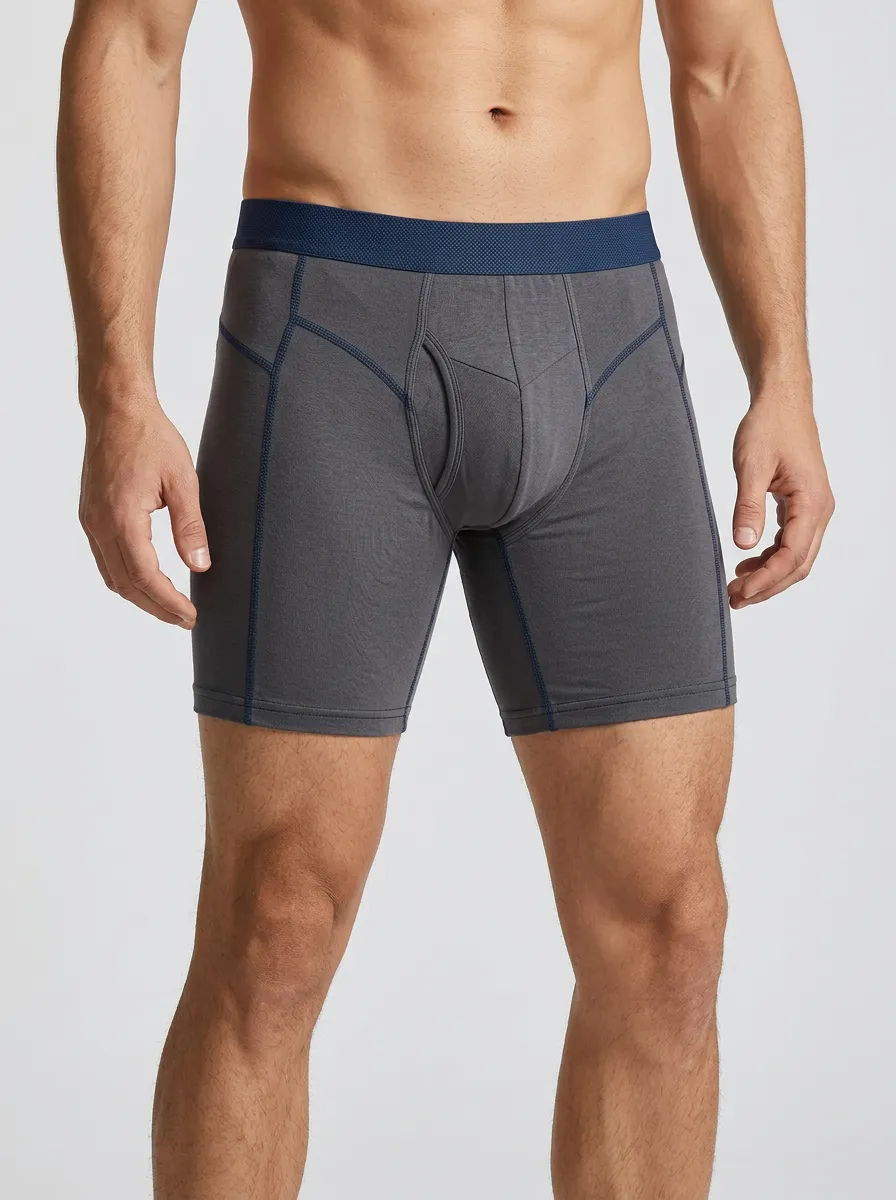 Clean-Look Contrast-Stitch Performance Athletic Edit Men's Boxer Briefs