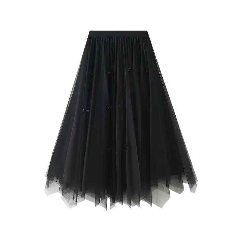 Textured Reversible High Waist Pleated Mesh Skirt