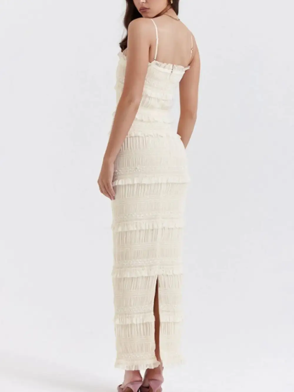 Wearable Cut Ruffle Tiered Maxi Dress