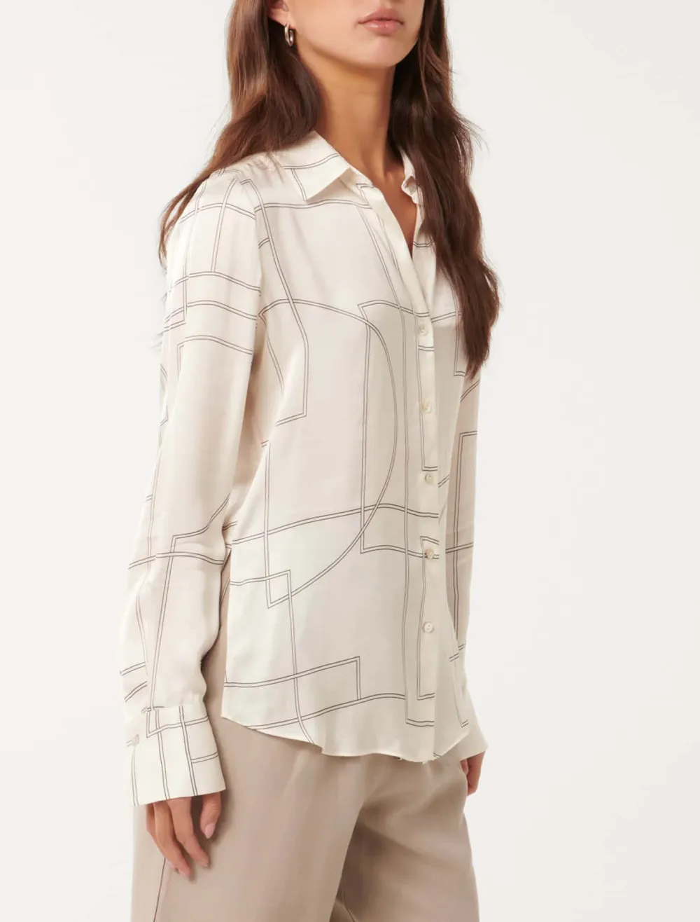 Notched Neck Satin Shirt