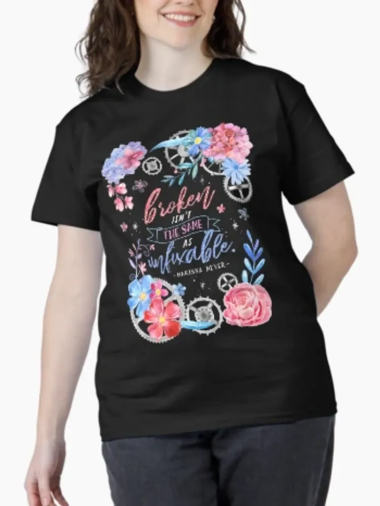 Women's Vibrant Floral Print Round-neck Short-Sleeve T-Shirt