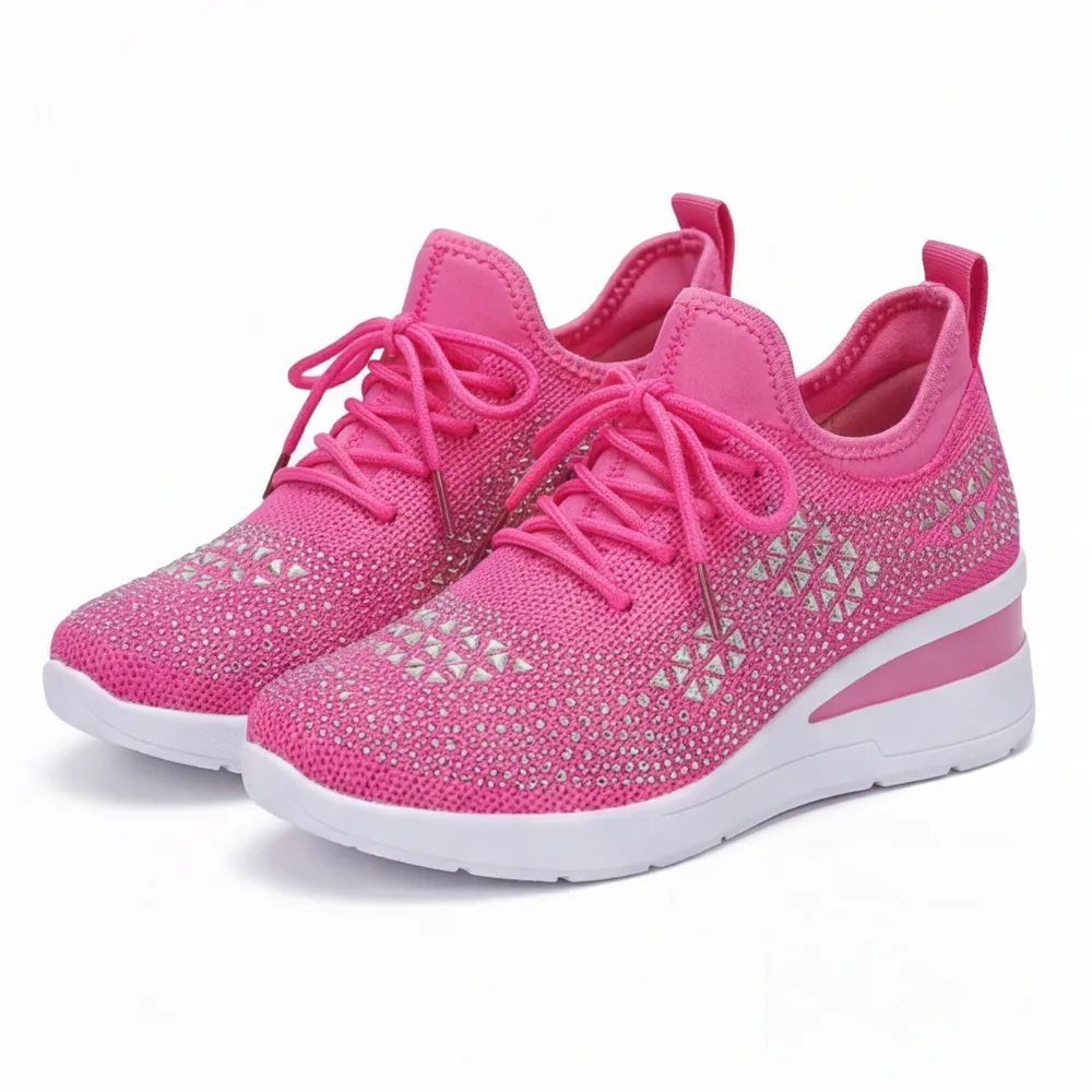 Embellished Detail Rhinestone Wedge Sneakers